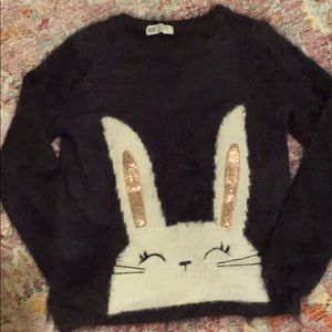Fuzzy dark purple H&M bunny rabbit sweater